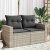 Vidaxl Sofa Ogrodowa Z Poduszkami, 2-Osobowa, Jasnoszara, Polirattan