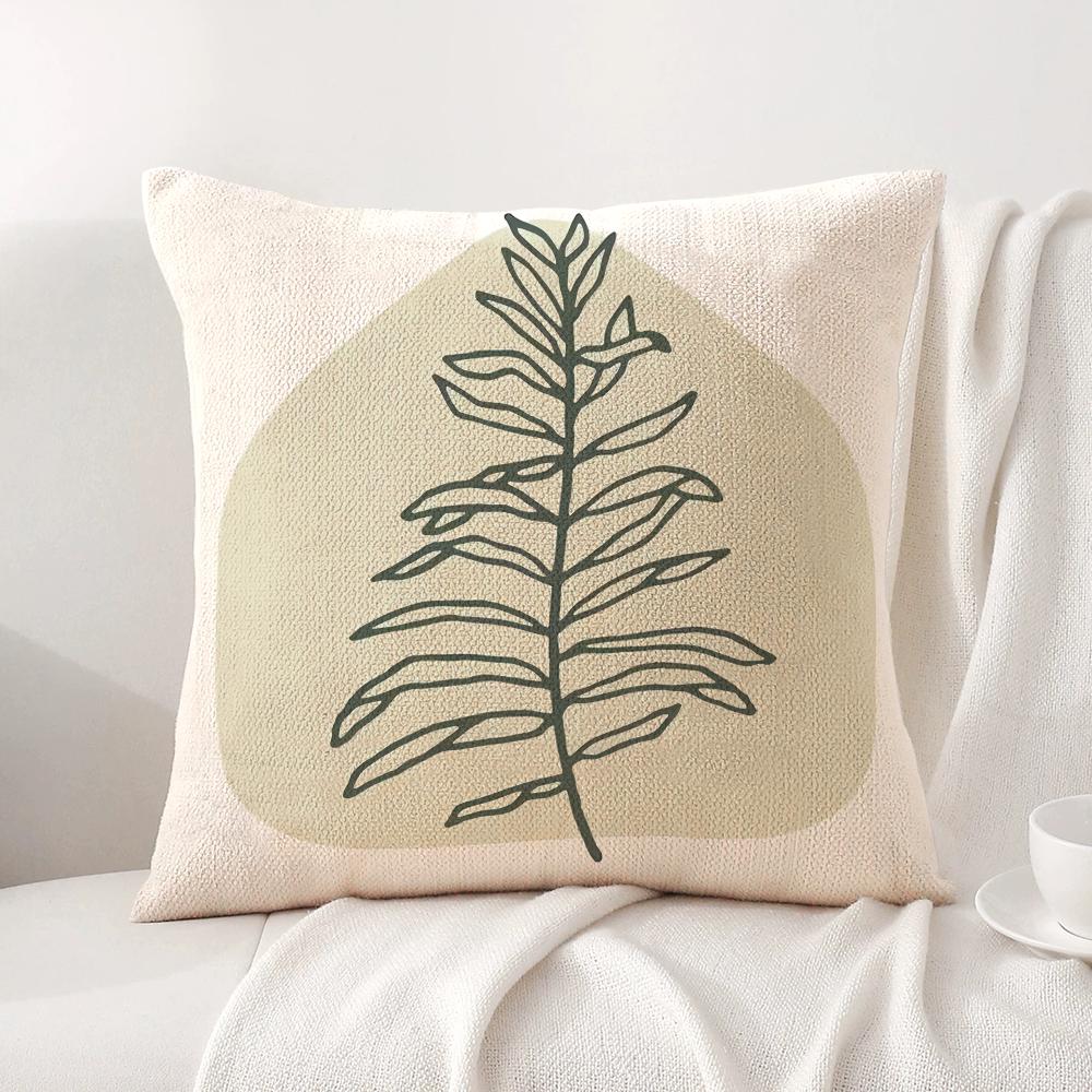 Minimalist Plants Cushion Cover Natural Linen Organic Fabric DoubleSided Printing Sofa Home Decor Gift Pillow Cover