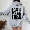 Faith Over Fear Christelijke Hoodie voor Dames Jezus Pullover Religieus Grafisch Sweatshirt Esthetische Top