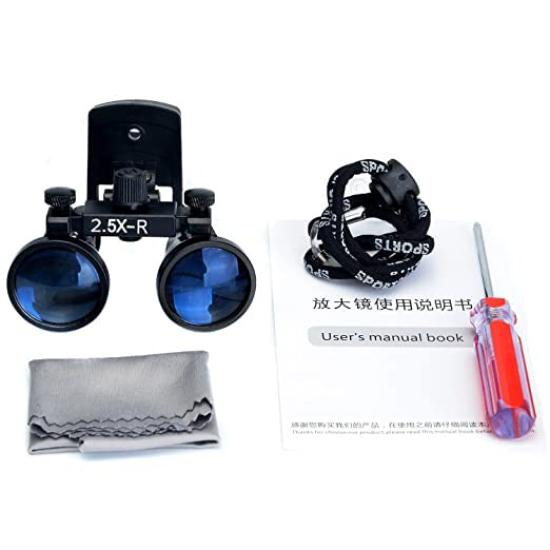 TopSeller Dental Loupes, Plastic Clip-on Magnifying Glasses, Portable, Easy To Wear, Fits Regular Glasses, 420mm (2.5X) with Storage Case