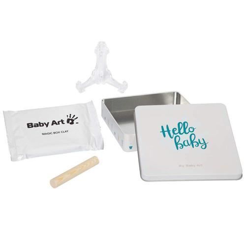 Baby Art Magic Box Square - Kit Empreintes Mains Et Pieds Bébé Dans Boîte Métal, Cadeau Naissance Ou Baptême, Essentiel