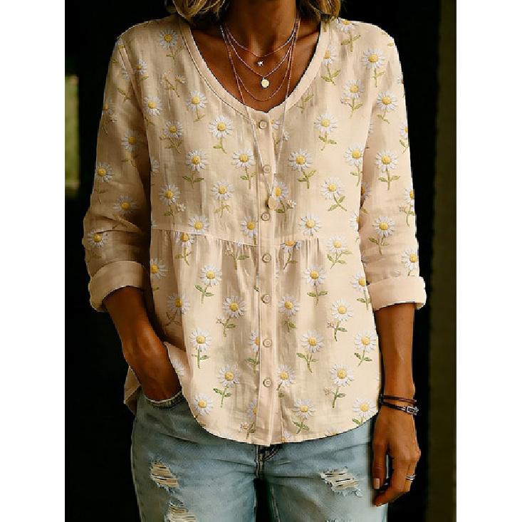 2026 New Elegant and Stylish Women s V-neck Shirt, Casual Versatile Long-sleeve Top S