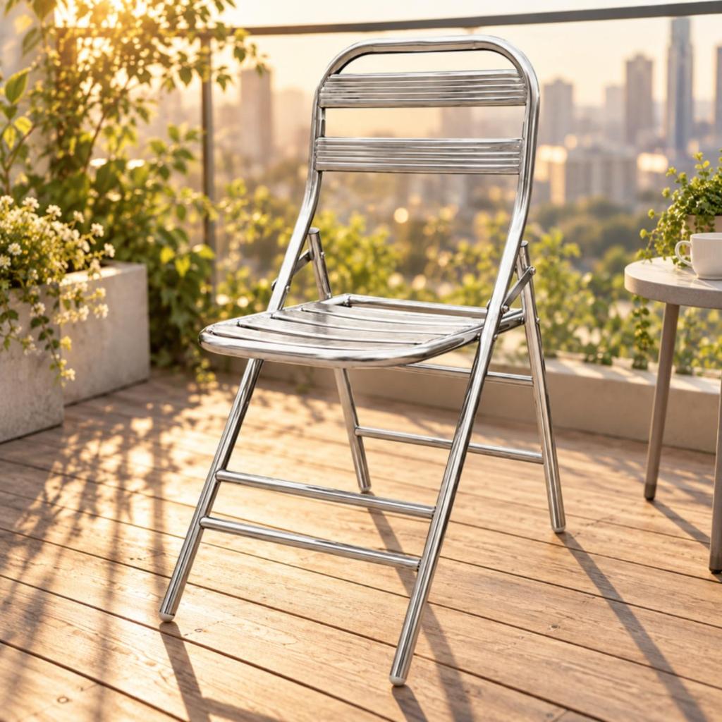 Stainless Steel Folding Chair Portable Seating Long-Lasting for Dining