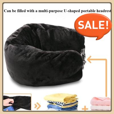 Vícepolohový cestovní polštář s U-tvarem-Plyšový polštářek pro krk&záda Ideální do letadel, vlaků & automobilů Lze naplnit