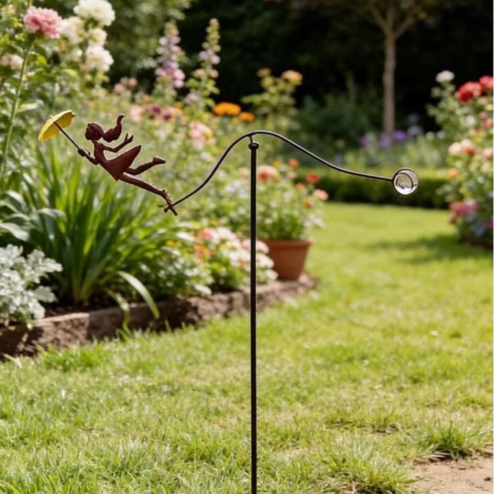 Decorative Flying Girl Balancing Kite Metal Art Garden  Kinetic Wind Sculpture Outdoor Decor for Patio Flower Bed Lawn Yard