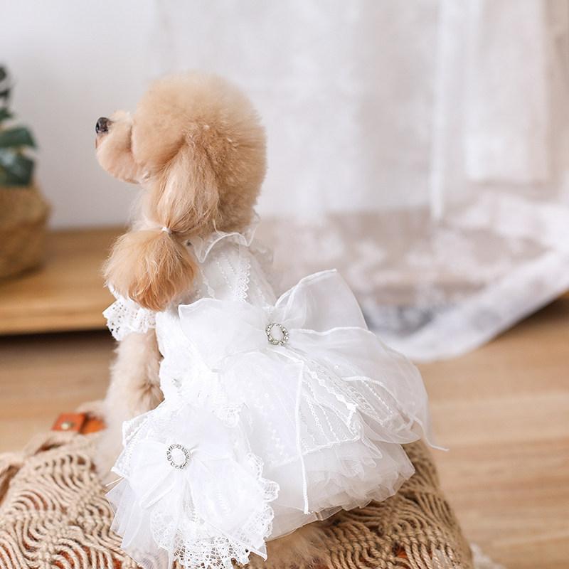 Handmade White Pet Princess Dress Small Dog Dress Pet Teddy Original Wedding Solid Colour Skirt Fashionable Dog Clothes