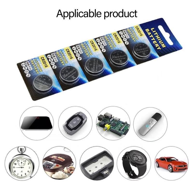 5Pieces CR2016 Batteries 3V Button Cell Batteries Long Last Lithium Batteries For Small Electronics Stable Output