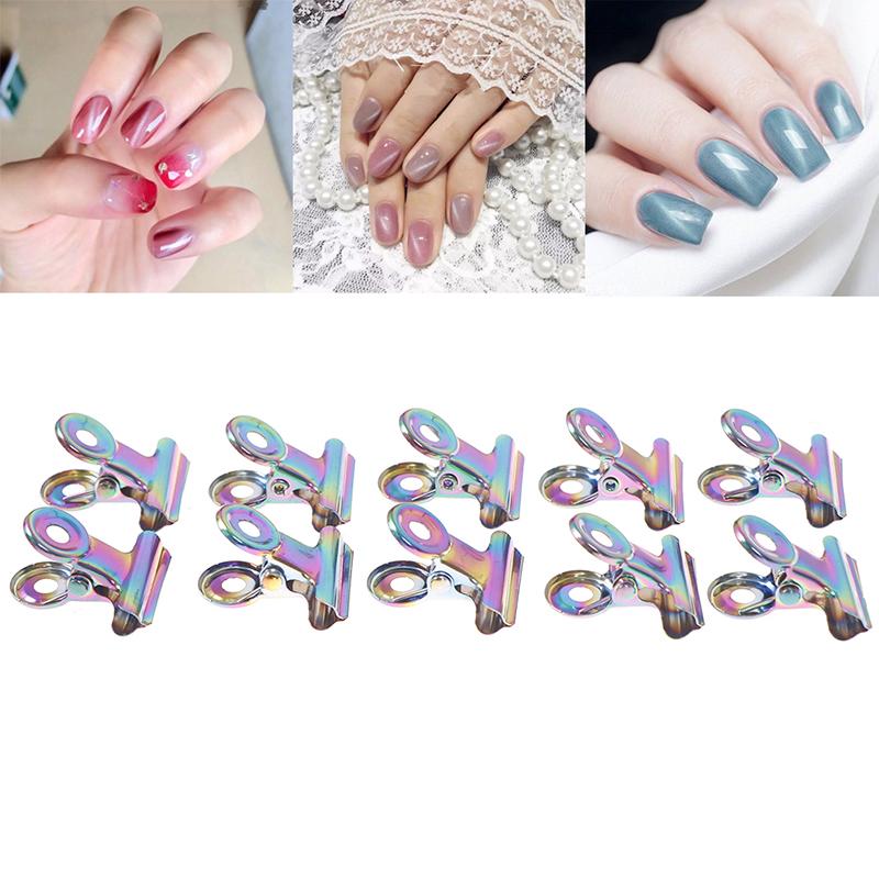 10 Pcs Nagel Tipps Clip Finger Poly Quick Builder Gel Verlängerung Stahl Wrap Werkzeuge