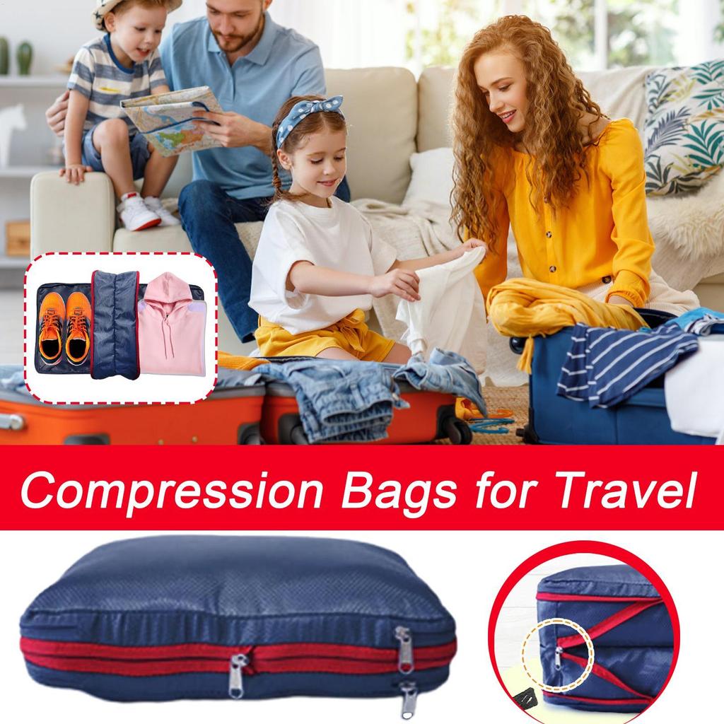 Compression Bags For Travel Vacation Packing Organizers Waterproof Space Saving Double-Sided Bags Pouch For Trip Moving Luggage
