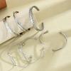 6pcs Fashion Metal Textured Bow Knot Shape Bangle Bracelet Set For Women Boho Adjustable Layered Wristband Daily Wear Jewelry