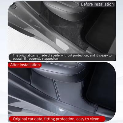 Car Door Sill Protector Set for Tesla Model Y Microfiber Leather Anti Scratch Kick Pad Threshold Protection Guard Strip Interior
