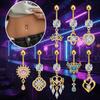 Zircon Pink Love Belly Navel Ring Blue Butterfly Crown Piercing Electroplated Stainless Steel Punk Nail Buckle Body Jewelry
