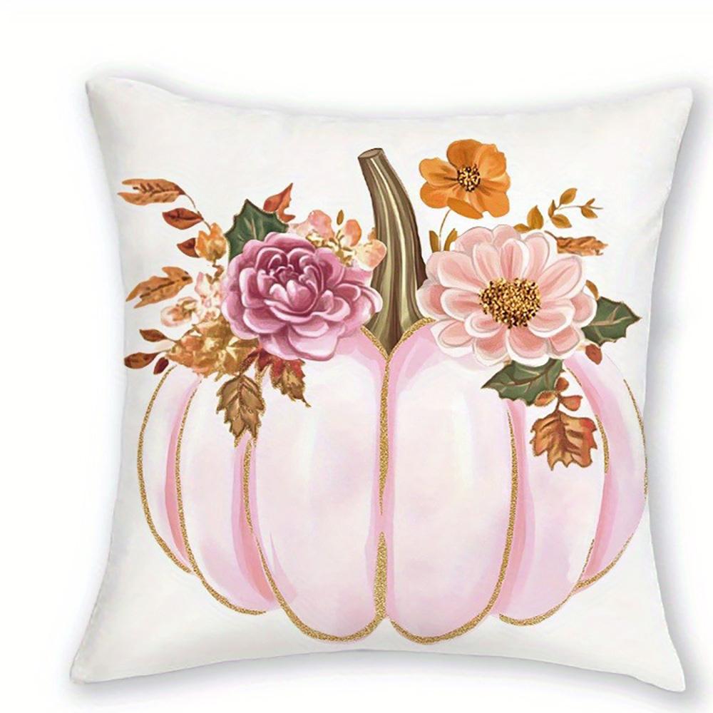 Очаровательные розовые и белые тыквенные цветочные декоративные наволочки - Дизайн Hello Pumpkin, чехол на подушку для дивана, украшение дома и комнаты 16x16Inch