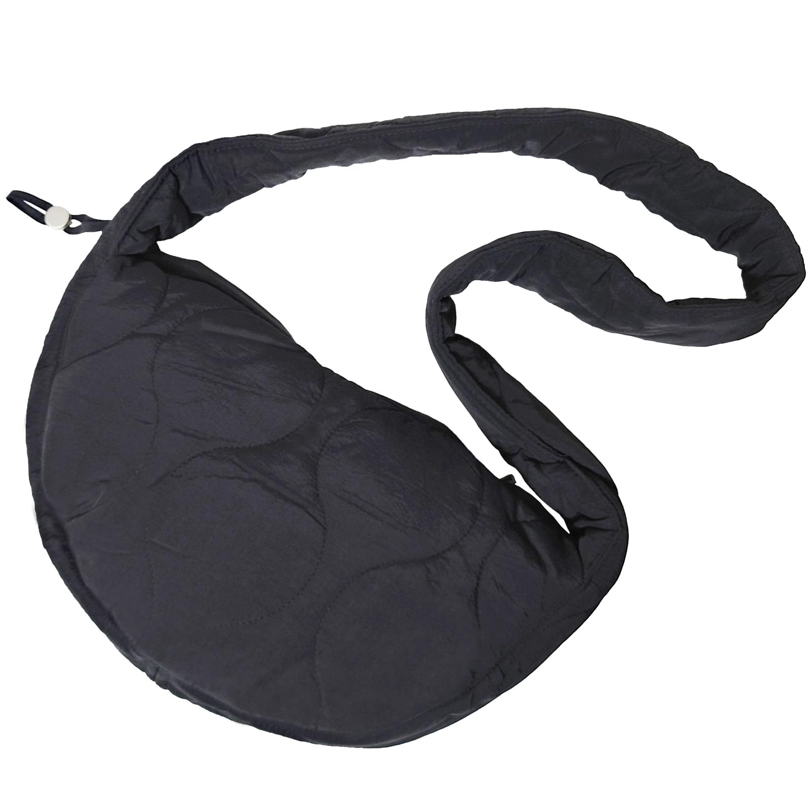 

Crossmarberry Quilted Shoulder Bag for Women, Cute Black Half-Moon Shape, Lightweight, 2-Way, Water-Repellent Nylon, Stylish, Elegant, Fluffy,