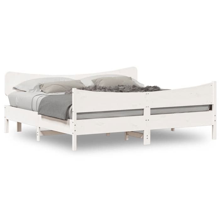 VidaXL Bed Frames and Headboards, Double Bed with Slatted Base, Adult Bedroom Bed, Modern, White 180x200 Cm Wood 3216373