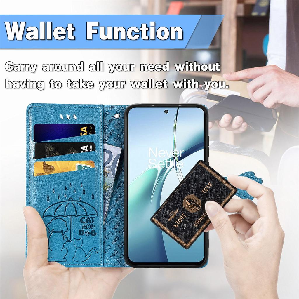 Custodia a Portafoglio Flip in Pelle per Samsung Galaxy A17 A16 A15 A14 A13 A12 A07 A06 A05 A05S A04S Gatto e Cane in Rilievo, Copertura Telefono