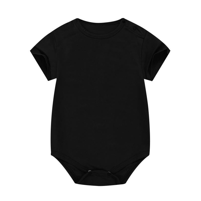 Baby bomulls romper med korte ermer for nyfødte, ensfarget med bokstavtrykk
