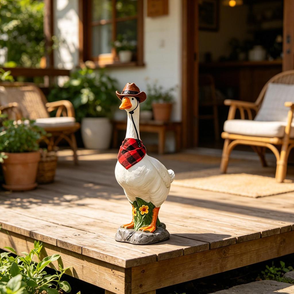 Garden White Goose Sculpture Decoration Realistic Adjustable Neck Figurine Garden Animal Sculpture Goose Figure For Porch Yard