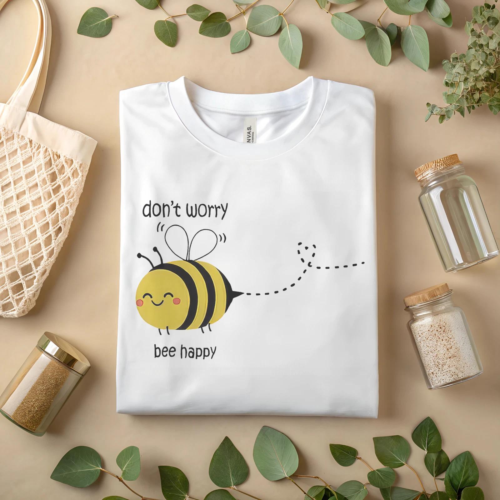 Don’t Worry Bee Happy Shirt – Cute Bee Graphic T-Shirt A378 3XL