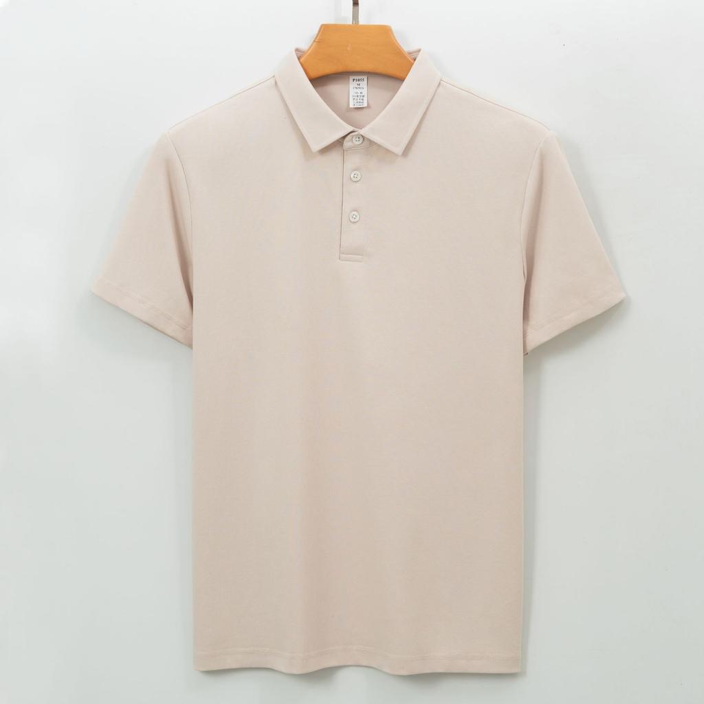 260g Baumwolle Polo Kurzarm Herren T-Shirt Langes Samt Baumwolle Fleckenfreies Oberteil Kragen Polo Oberteil
