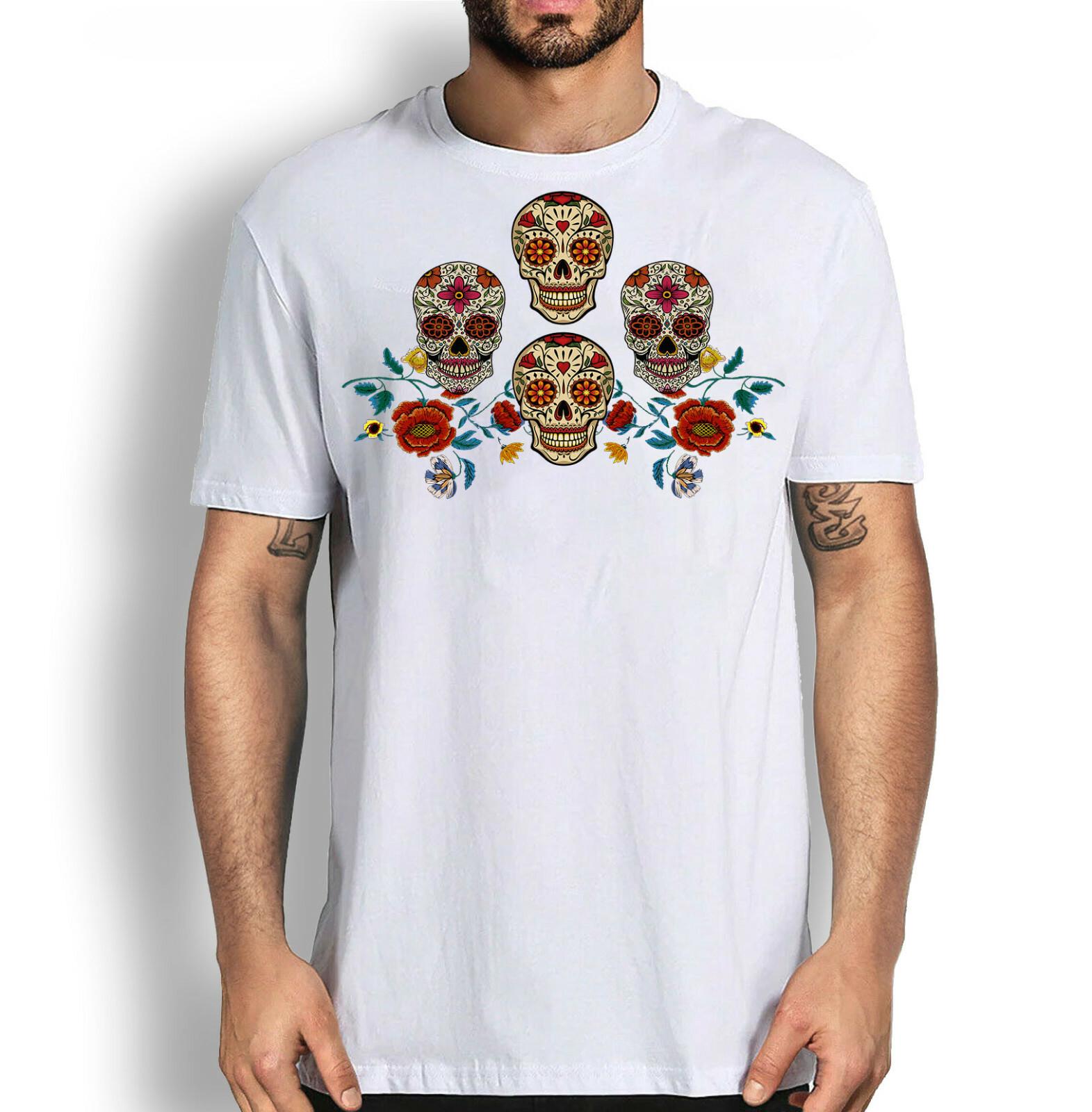 

Day Of Dead Floral Sugar Skulls T-shirt Dia de los Muertos Men Women Graphic Tee 5XL різнокольоровий