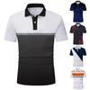 Men's Casual Polo Shirt Short Sleeve Slim Fit T-Shirt with Geometric Pattern Button Collar Summer Top for Daily Wear