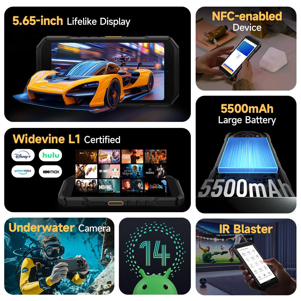 Ulefone Armor X32 4G Sağlam Telefon Android 14 Su Geçirmez Akıllı Telefon 12GB RAM 128GB ROM Cep Telefonu NFC