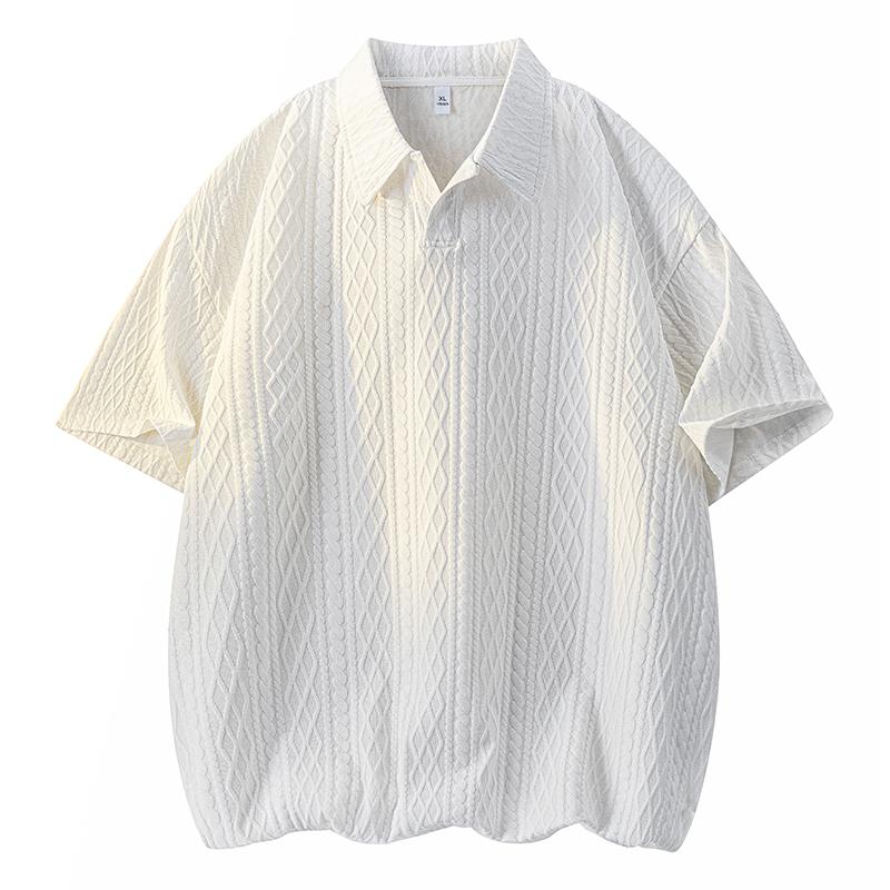 

Polo Shirt Men s Summer Ice Silk Loose Jacquard Short-sleeved T-shirt XL білий