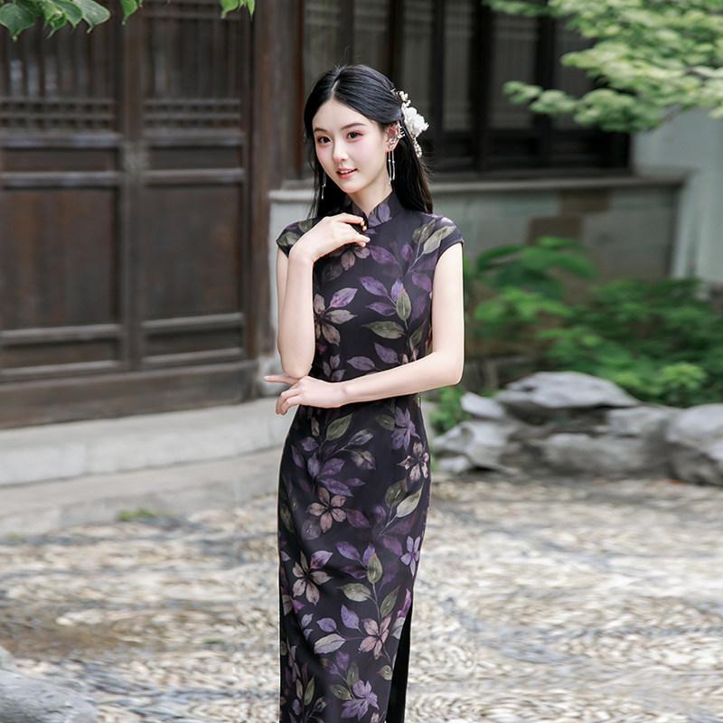 Black sleeveless national style new Chinese style Suzhou daily long cheongsam improved young 1011 new women's high sense