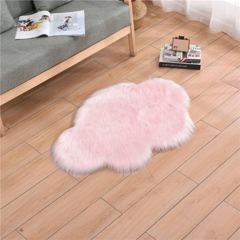 Faux Wool Cloud-Pattern Long Pile Rug for Living Room, Bedroom, and Bay Window