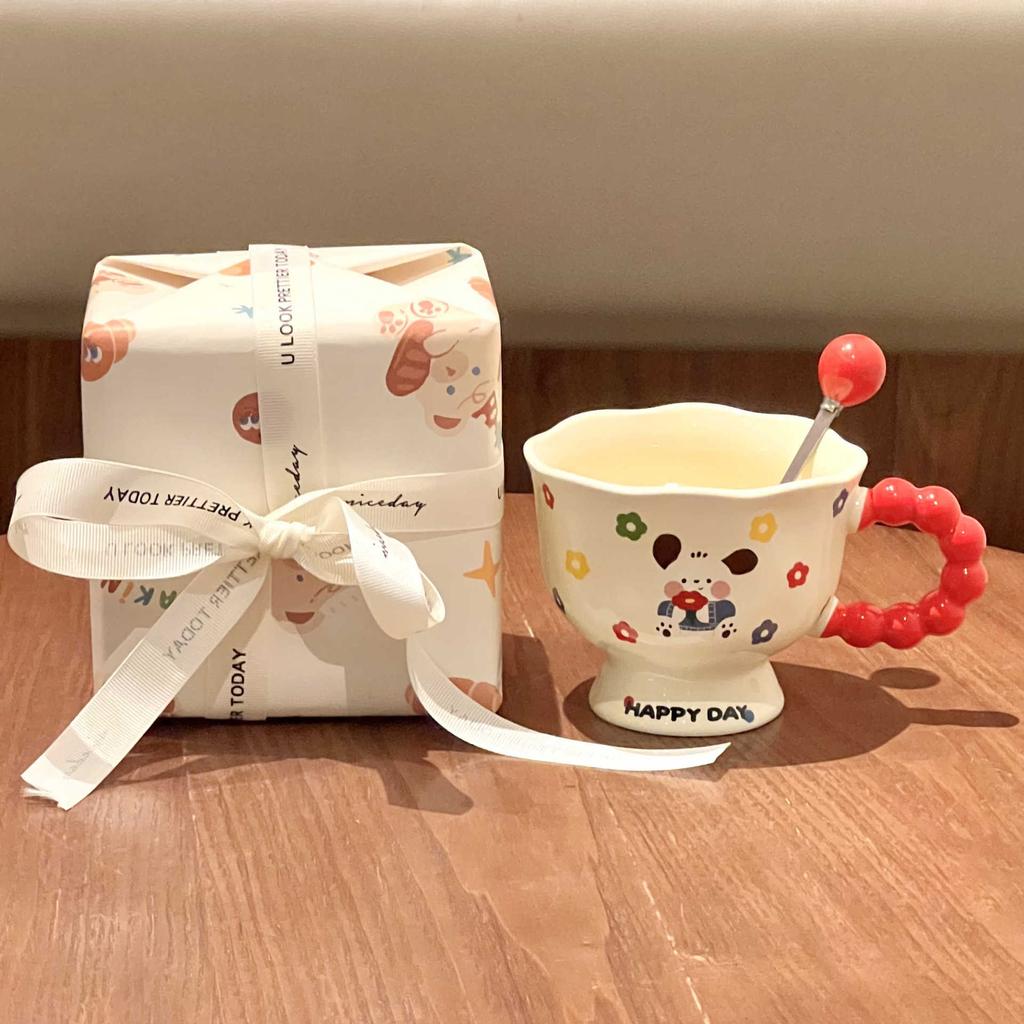 Cute Cute Goblet Hand-painted Cartoon Ceramic Mug Couple Water Cup Birthday Gift Souvenir