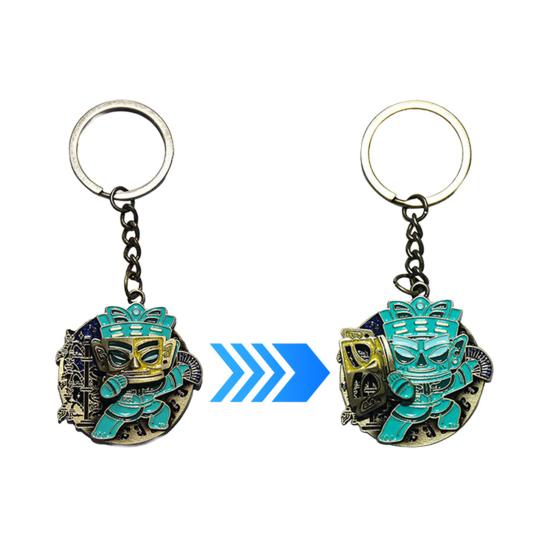 Face Change Keychain Sanxingdui Museum Authentic Bronze Face Design Keyring Retro Style Decorative Accessory