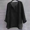 Men's And Women's Fashion Matching Cotton-Linen Solid Color Casual Loose V-Neck Long-Sleeved Shirt T-Shirt Top
