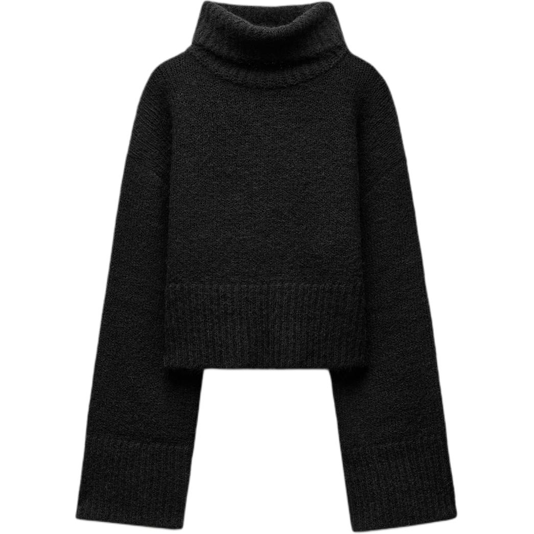 Zara Soft High Neck Long Sleeve Knitted Sweater Women sweater Black 9598199-800 M 4179₽