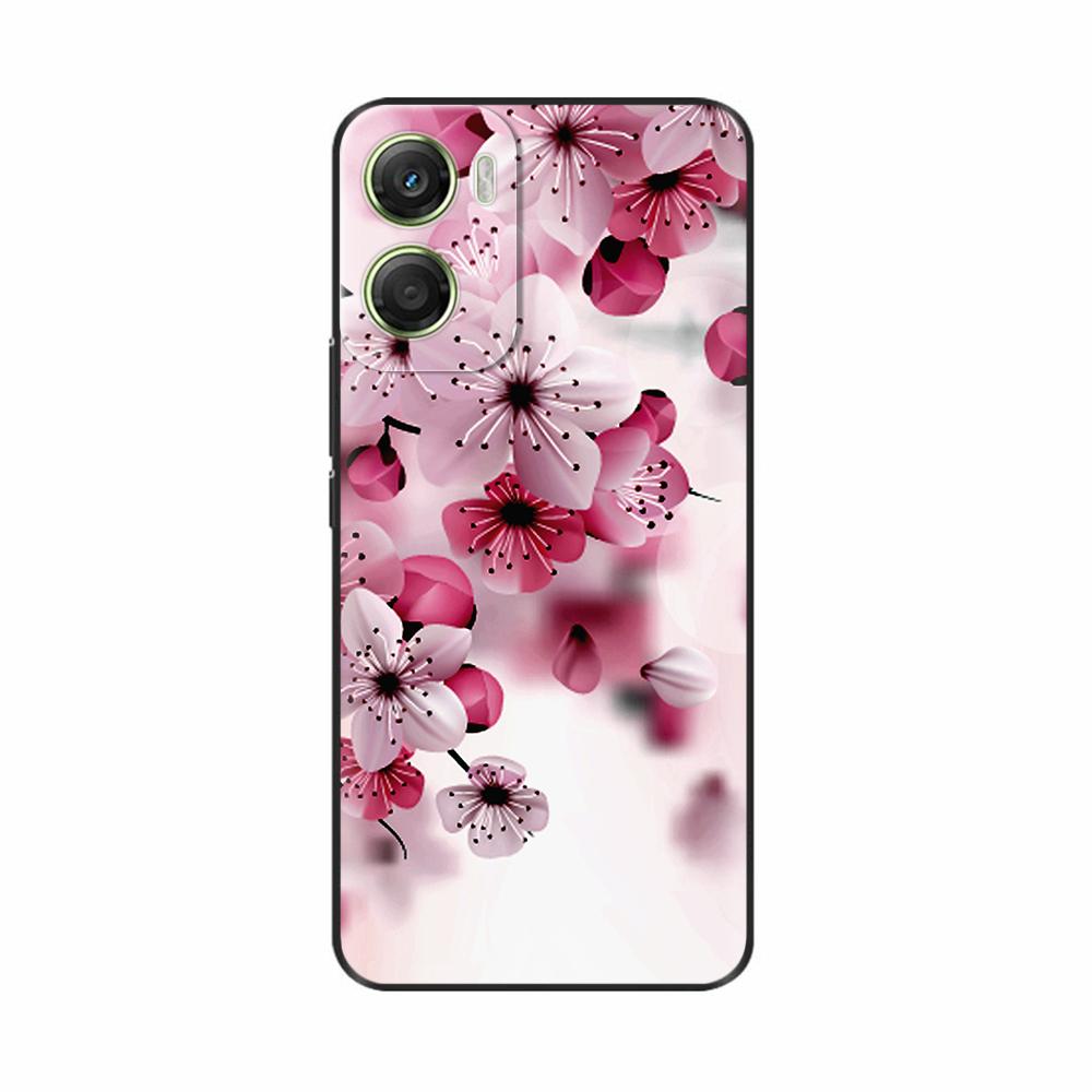For Motorola Moto G06 4G Case Hot Flowers Painted Soft Black Silicone Phone Cases Bumper For Motorola Moto G06 4G Protect Cover