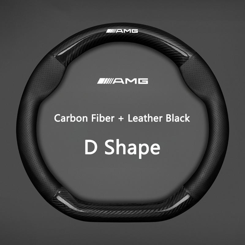 OQA4   Carbon Fiber Car Steering Wheel Cover For Mercedes Benz W203 W204 W205 W206 W176 W177 W212 W213 X156 X253 W117 AMG Accessories