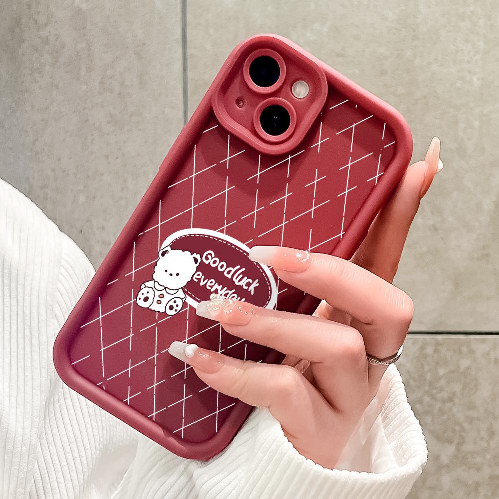 Soft Silicone Square Ladder Printing Pattern Phone Casing Full Cover Camera Shockproof Protection Rubber Case for Xiaomi Redmi