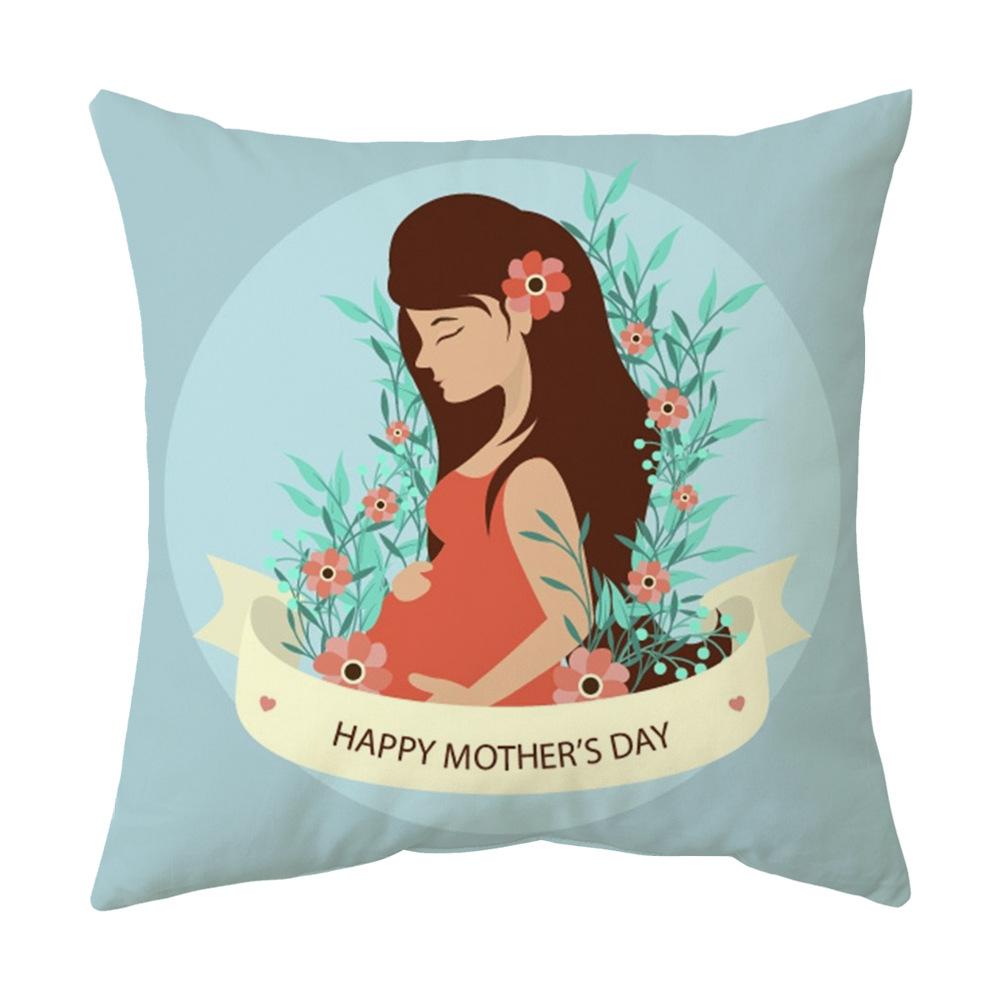 Mother's Day Pillowcase Single-sided Printed Cushion Cover Sofa Pillow Peach Skin Velvet Linen Pillowcase
