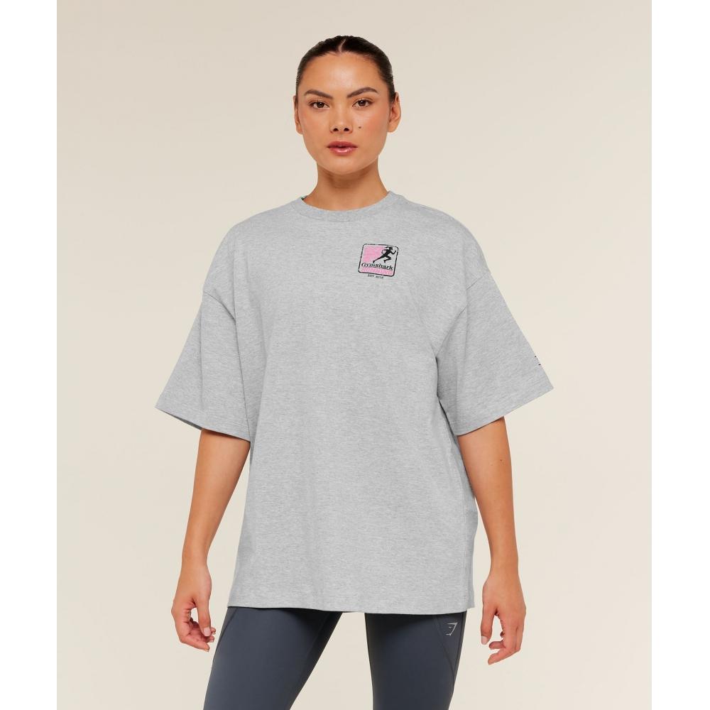 Gymshark Run Club Graphic ShorT Sleeve T shirT lighT Grey B6b6a Gbcn