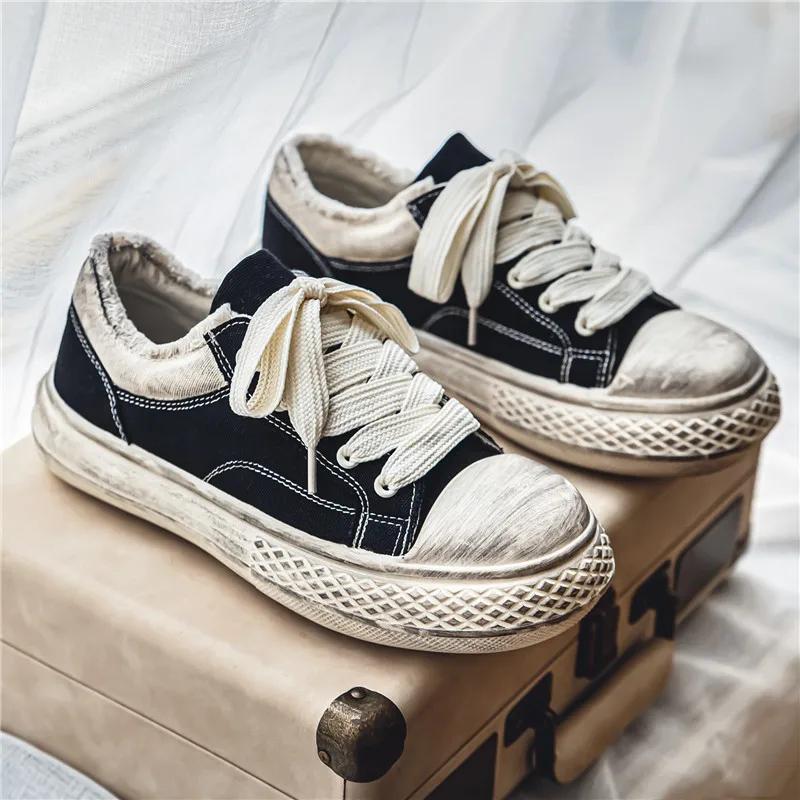 

Новый дышащий и модный дизайн с толстой подошвой для старых повседневных парусиновых туфель, универсальная и модная мужская обувь размером 39-44 44 чёрный