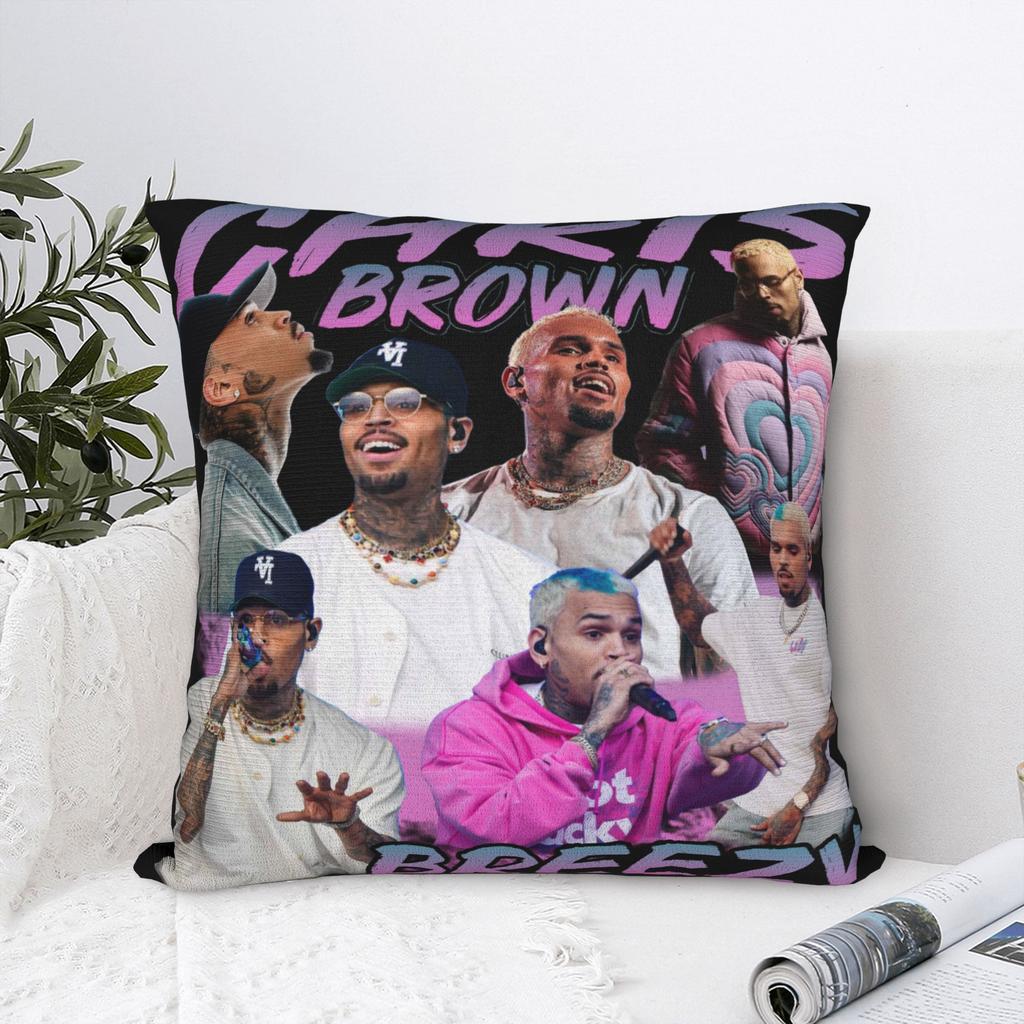 Pillow Case Chris Brown Breezy Album Design Music Singer Pillow Cover For Chair Sofa Home Decor Kawaii Pillowcases