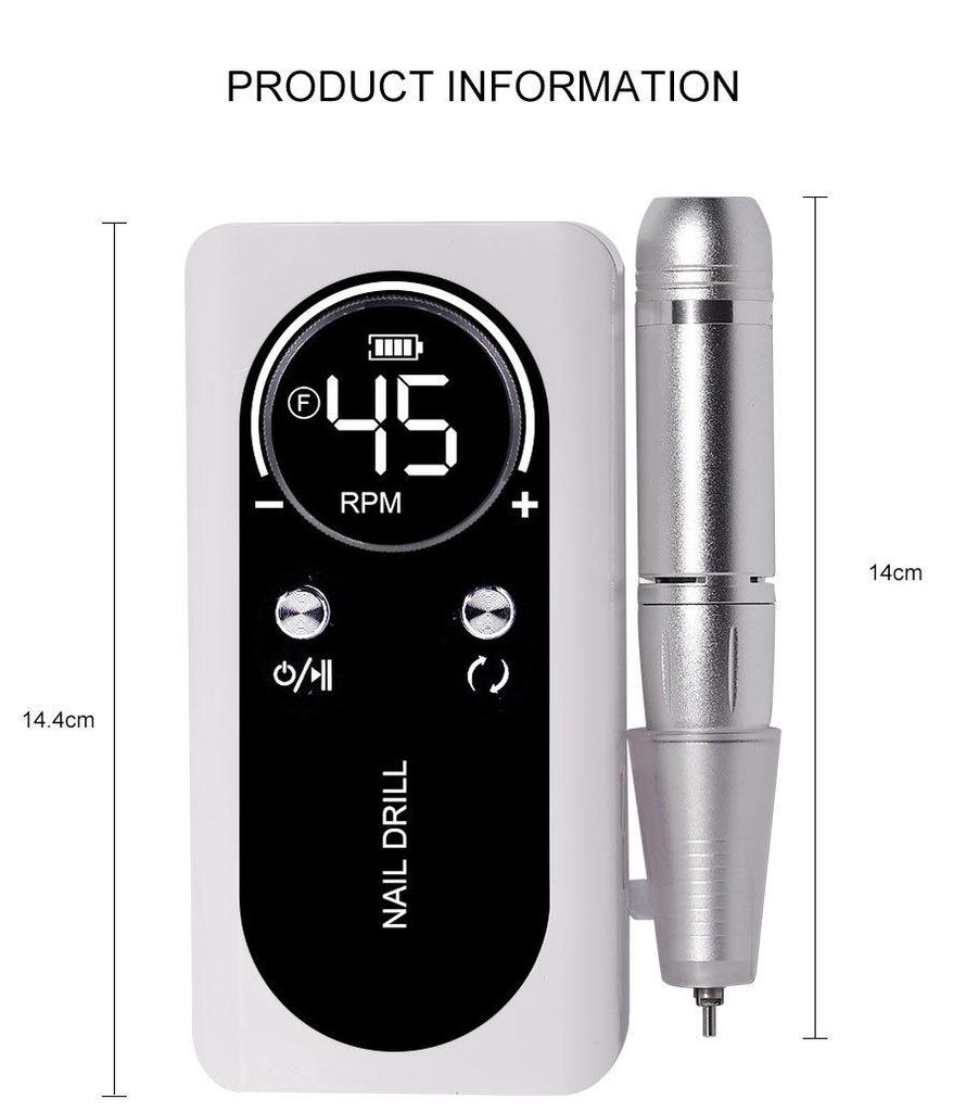 Rechargeable 45000 RPM Portable Electric Nail Polish Remover & Polisher V2