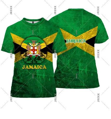 Fashion Women's T-Shirt Jamaica Lion Logo T-Shirt Men's Women's Graffiti Art Flag Short Sleeve Pride T-Shirt Fashion Summer New Street