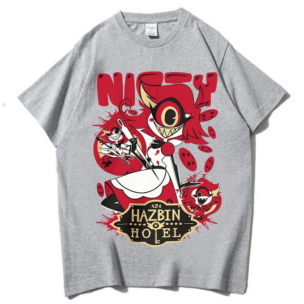 Camiseta Retro Y2k Diseño de Niffty de Hazbin Hotel Hip Hop Harajuku Manga Corta Cuello Redondo Camisa Casual Regalo Unisex 100% Algodón