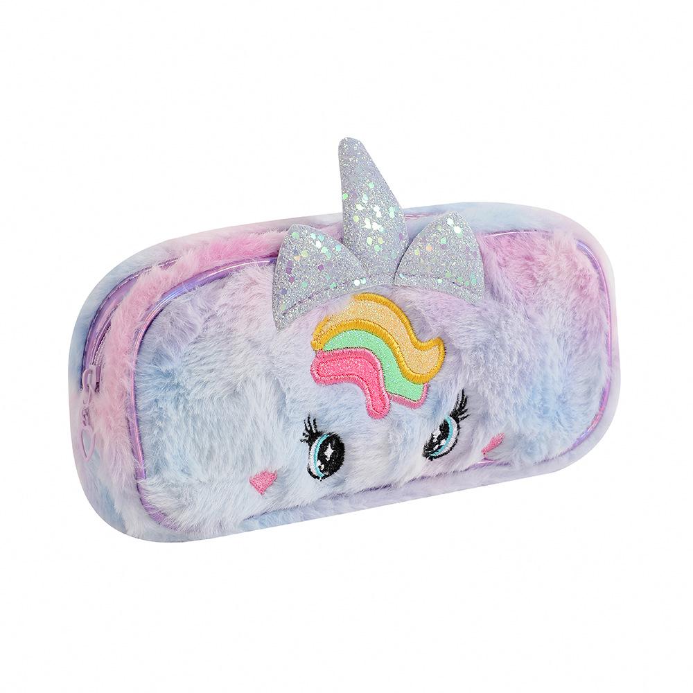 Furry Pencil Holder Adorable Cute Pencil Case Cartoon Stationery Bag Soft Plush Pencil Bag For Stationery Storage School