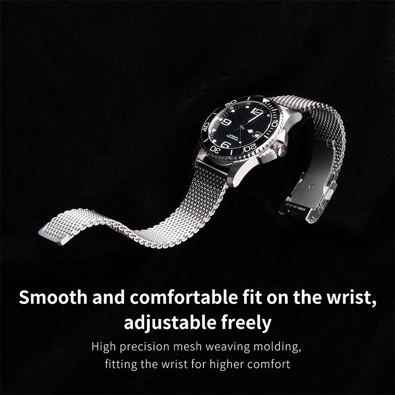 Correa de Reloj de Acero Inoxidable Malla Milanesa 19/20/21/22mm Pulsera Para Correa Longines Plana Para Hydroconquest Master Collection