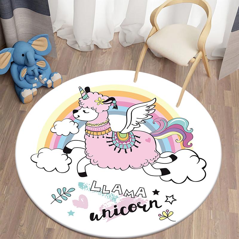 

Круглые ковры из мультфильма альпака для гостиной, детский ковер, детский коврик для детей, напольный коврик, ковер для кухни, комнаты, Tapis 80cm