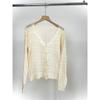 Lightweight Crochet Knit Cardigan With Buttons Sheer Mesh Cover-Up Beach Casual Wear