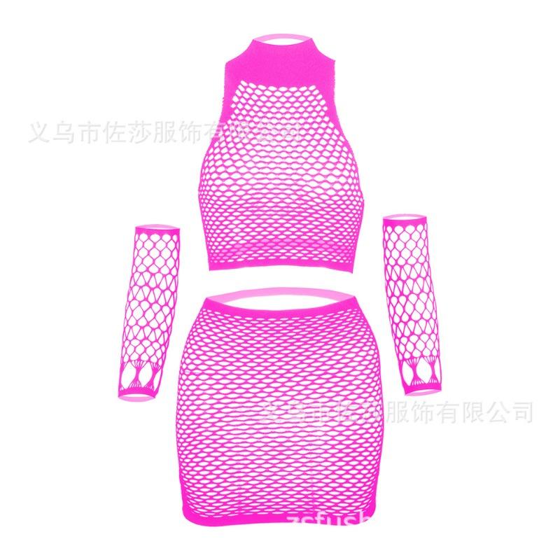 Sexy Underwear, Hollowed-out Tight Mesh, Sexy Long-sleeved Perspective Hip Skirt, Uniform Temptation