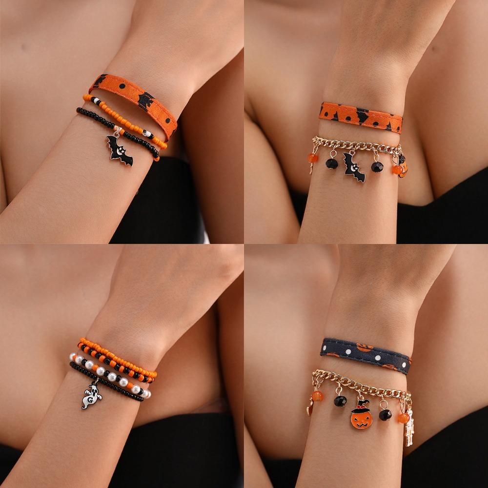 Trend Female Bracelet Spider Pumpkin Pendant Classical Stackable Halloween Bracelet